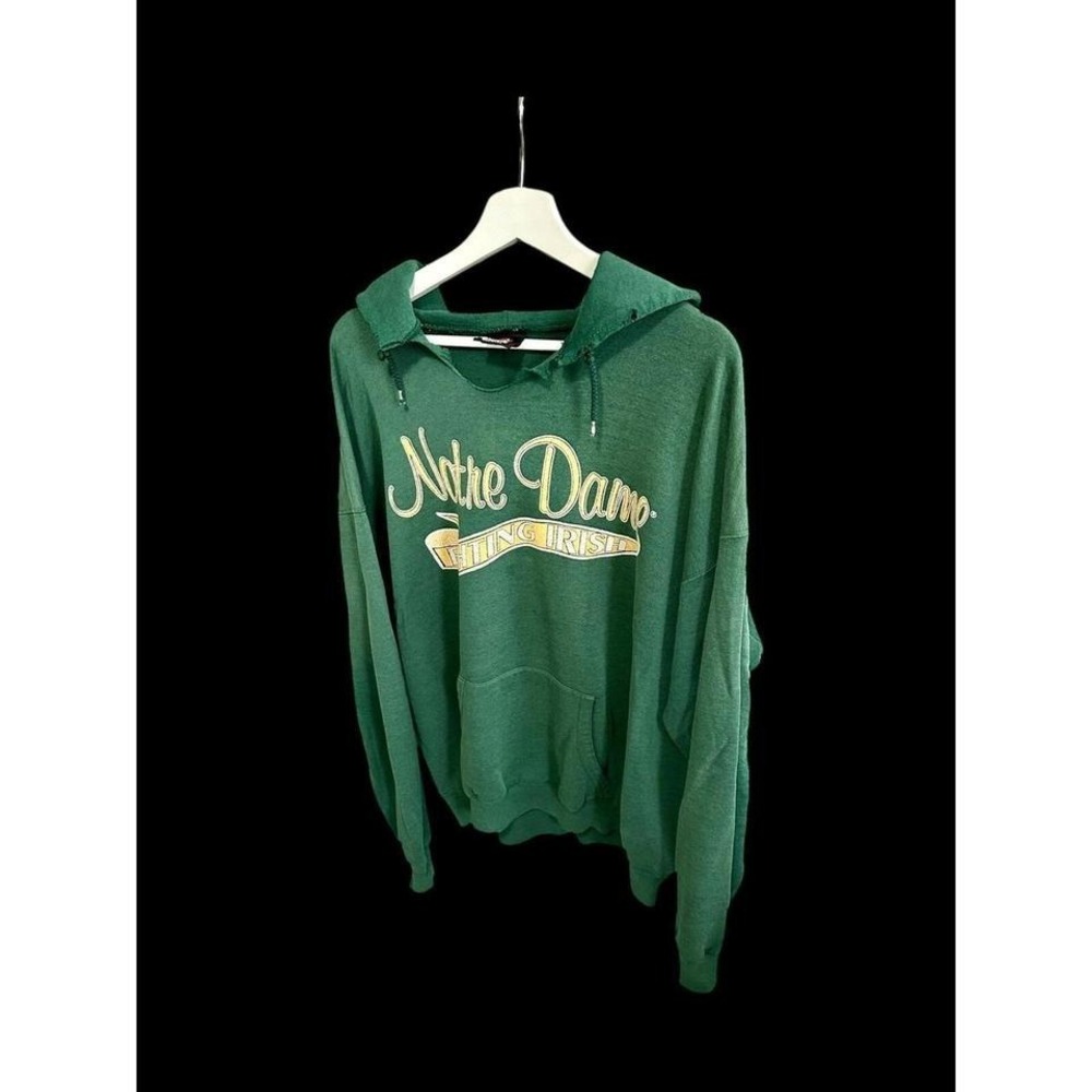 90s Notre Dame Fighting Irish PM Sports Vintage Hoodie Sz XL Green Distressed